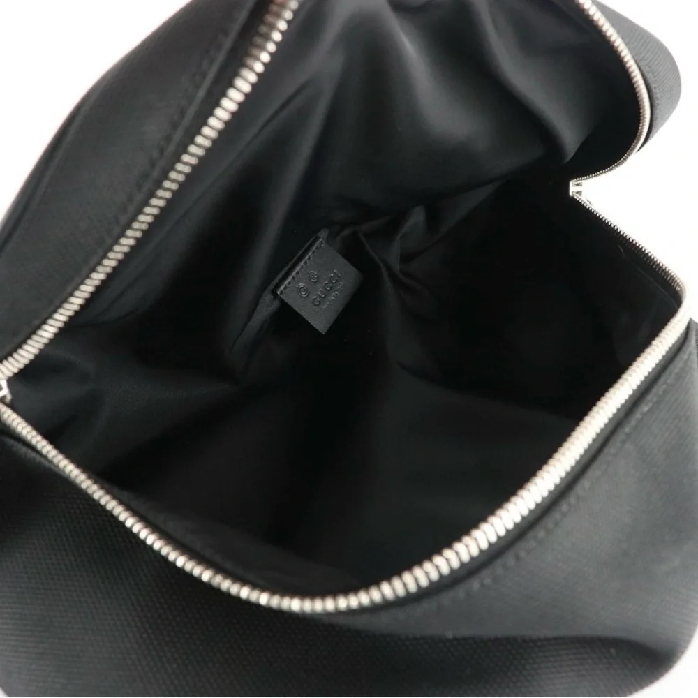 Gucci Black Techno Canvas Web Strap Belt Bag with Leather Trim